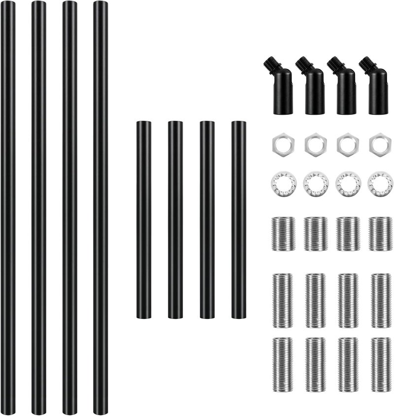 Haligate Matte Black M10 Threaded Extension Rod Set for Pendant Light, Island Lighting, Chandeliers,Lighting Fixture Downrods & Stems, 8 Lighting Fixture Downrods & 4 Adapters - Image 1